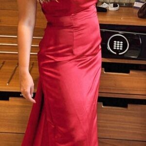 Bill Levkoff Red Strapless Prom Gown